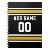 Black Gold Football Jersey Individuelle Name Numme Notizblock (Vorderseite)