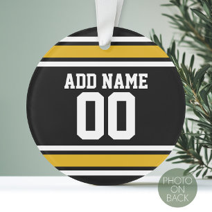 Black Gold Football Jersey Individuelle Name Numme Ornament