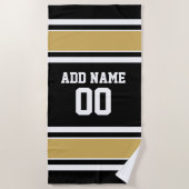 Black Gold Football Jersey Individuelle Name Numme Strandtuch (Vorderseite)