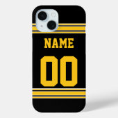 Black Gold Football Jersey mit Name Number Case-Mate iPhone Hülle (Rückseite)