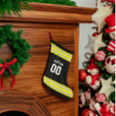 Black & Gold Football Team Personalisiert Kleiner Weihnachtsstrumpf