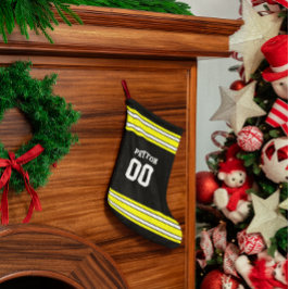 Black & Gold Football Team Personalisiert Kleiner Weihnachtsstrumpf