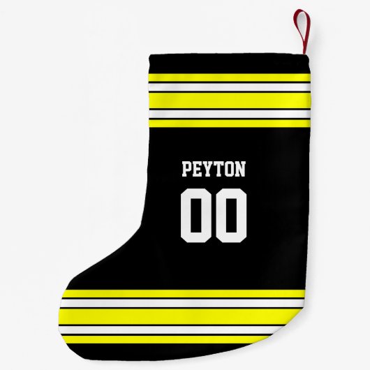 Black & Gold Football Team Personalisiert Kleiner Weihnachtsstrumpf (Rückseite)
