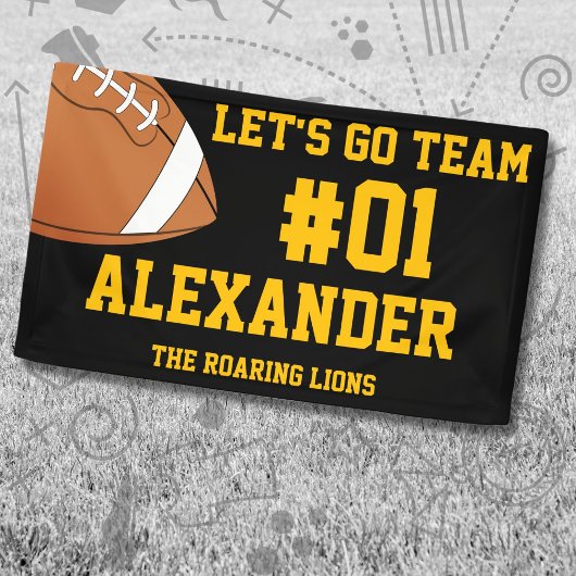 Black Gold Football Team Spirit Banner