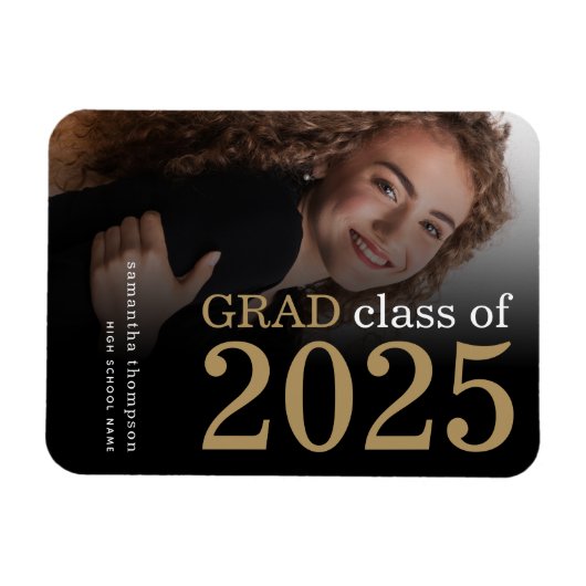 Black Gold Foto 2023 Abschluss Ankündigung Magnet (Horizontal)