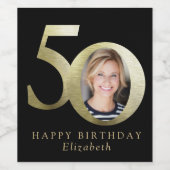 Black Gold Foto 50. Geburtstag Weinetikett (Einzelnes Label)