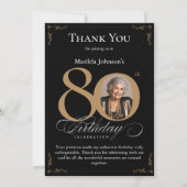 Black Gold Foto 80. Geburtstag Dankeschön-Karte Einladung (Vorderseite)