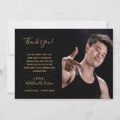 Black Gold Foto Abschluss Danke Karte (Vorderseite)