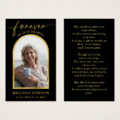 Black Gold Foto Beerdigung Gedenkkarte (Vorne & Hinten)