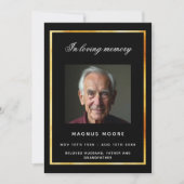 Black Gold Foto Beerdigungskarte Einladung (Vorderseite)