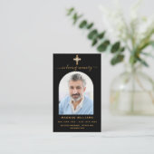 Black Gold Foto Cross Boy Beerdigungskarte Visitenkarte (Stehend Vorderseite)