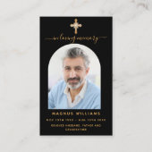 Black Gold Foto Cross Boy Beerdigungskarte Visitenkarte (Vorderseite)