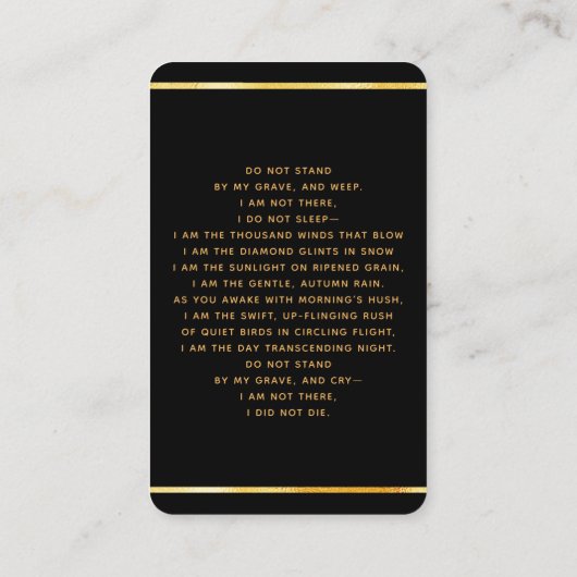 Black Gold Foto Crossbeerenkarte Visitenkarte (Rückseite)