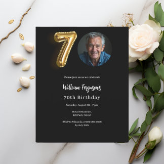 Black Gold Foto Einladung zum 70. Geburtstag