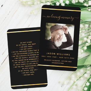 Black Gold Foto elegante Beerdigungskarte Visitenkarte