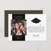 Black Gold Foto Graduation Cap Dankeskarte (Vorne/Hinten)