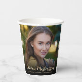 Black Gold Foto Graduation Party Pappbecher (Vorderseite)