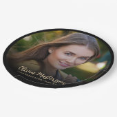 Black Gold Foto Graduation Party Pappteller (Schrägansicht)