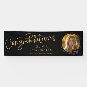 Black Gold Foto Gratulation Graduate Banner