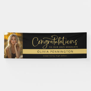 Black Gold Foto Gratulation Graduate Banner