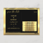 Black & Gold Foto Hochzeit Postkarte (Rückseite)