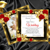 Black Gold Foto Hochzeit Red Gold Rose Einladung