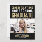 Black Gold Foto Homeschoor Abschluss Ankündigung (Vorderseite)