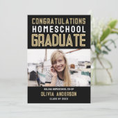 Black Gold Foto Homeschoor Abschluss Ankündigung (Stehend Vorderseite)