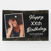 Black Gold Foto jedes Alters glücklich Geburtstag Banner (Horizontal)