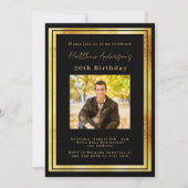 Black Gold Foto Luxus Geburtstag Einladung (Vorderseite)