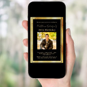 Black Gold Foto Luxus Geburtstag Einladung