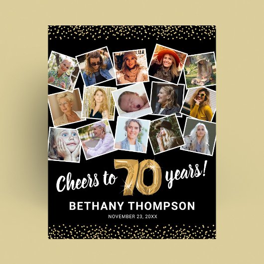 Black Gold Foto Party zum 70. Geburtstag Poster