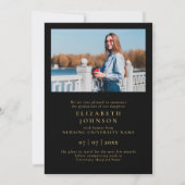 Black Gold Foto RN Nurse Abschluss Ankündigung (Rückseite)