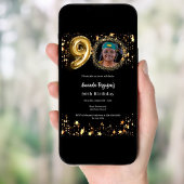Black Gold Foto Stars 90. Luxus Geburtstag Einladung
