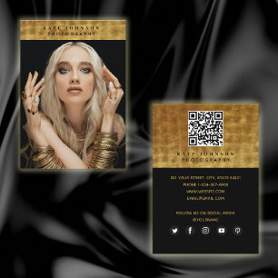 Black Gold Fotograf QR Code Social Media Visitenkarte