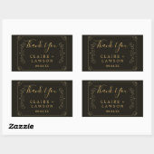 Black Gold Frame Borders Danke Classic Rechteckiger Aufkleber (Blatt)