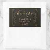 Black Gold Frame Borders Danke Classic Rechteckiger Aufkleber (Tasche)