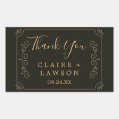 Black Gold Frame Borders Danke Classic Rechteckiger Aufkleber (Vorderseite)