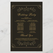 Black Gold Frame Borders Wedding Program Card (Rückseite)