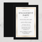Black-Gold-Frame-Engagement Einladung (Vorne/Hinten)