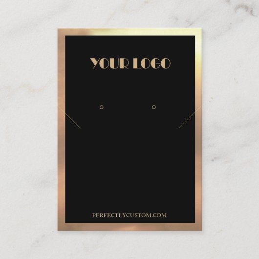 Black Gold Frame Moderne Halsketten Ohrringe Visitenkarte (Vorderseite)