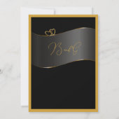 black gold frame monogram typography wedding einladung (Rückseite)