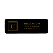 Black & Gold Framed Monogram Return Address Labels (Vorne)