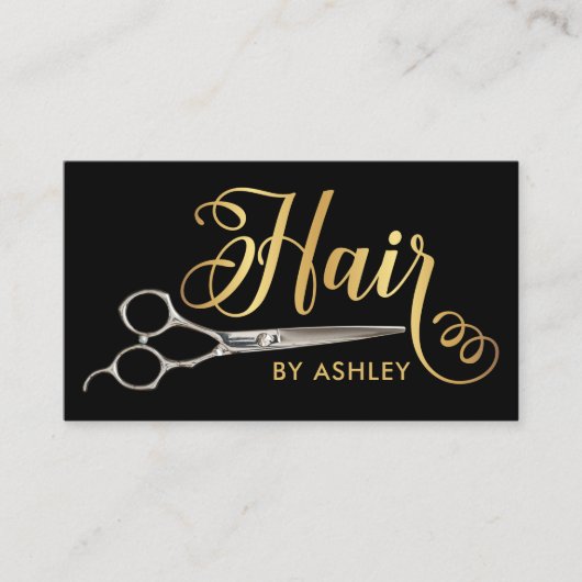 Black & Gold Friseursalon Visitenkarte (Vorderseite)