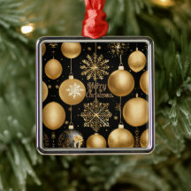 Black & Gold Frohe Weihnachtsball Keramik Ornament