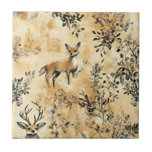 Black Gold Fuchs Botanischer viktorianischer Muste Fliese
