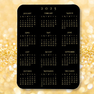 Black Gold Full Year 2025 Calendar Kühlschrank Küc Magnet