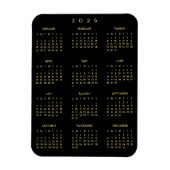 Black Gold Full Year 2026 Calendar Fridge Kitchen Magnet (Vertikal)