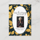 Black & Gold Funeral Memorial Prayer Photo Card Visitenkarte (Vorderseite)