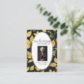 Black & Gold Funeral Memorial Prayer Photo Card Visitenkarte (Stehend Vorderseite)